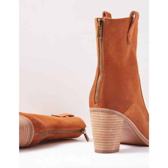 NWOT Splendid Raquel Suede Booties 8.5 Tan Toffee Western Ankle Women's Boots - Picture 5 of 11